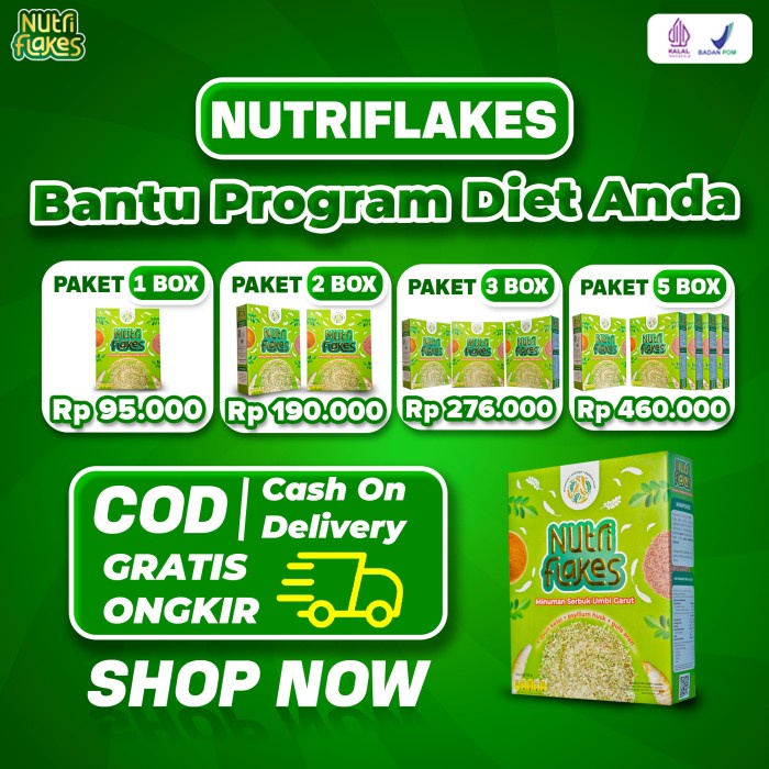 

BEST SELLER- NUTRIFLAKES SEREAL SEHAT UMBI GARUT - SOLUSI UNTUK GANGGUAN PENCERNAAN