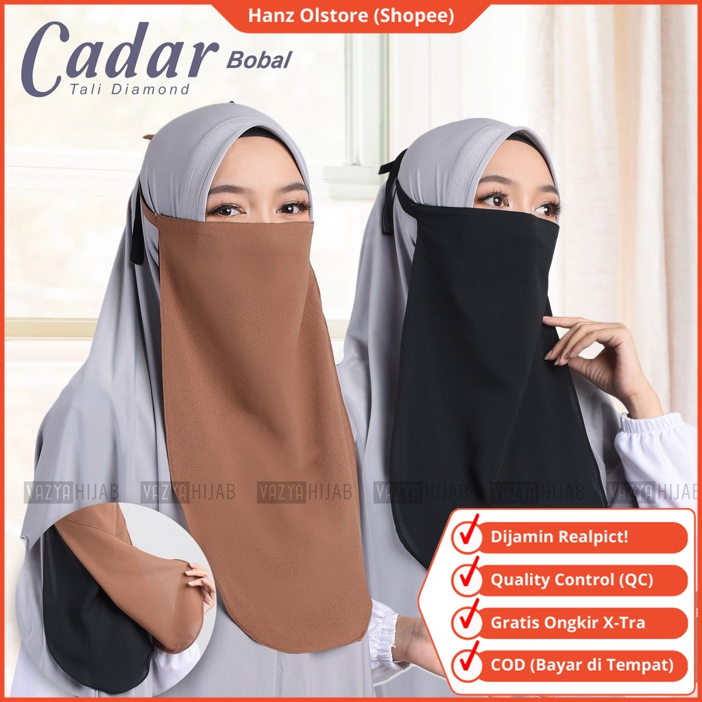 Hanz Olstore Cadar Tali 2 Layer Niqab Niqob Yaman Nikab Nikob Terbaru 2026 Bobal Bolak-Balik Bahan D