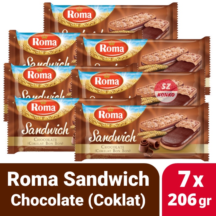 

Paket Hemat - 7x ROMA Sandwich Chocolate 189gr - Biskuit Krim Coklat