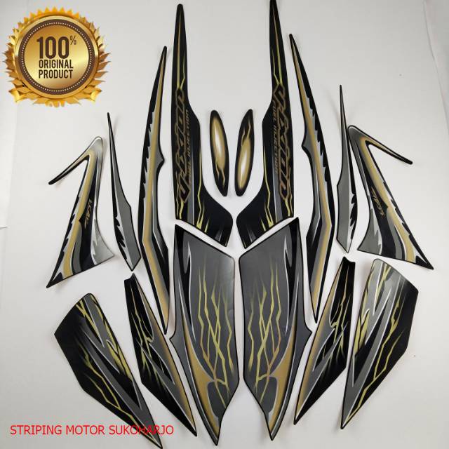 (ORI) striping yamaha vixion 2010 old hitam gold list body kualitas original