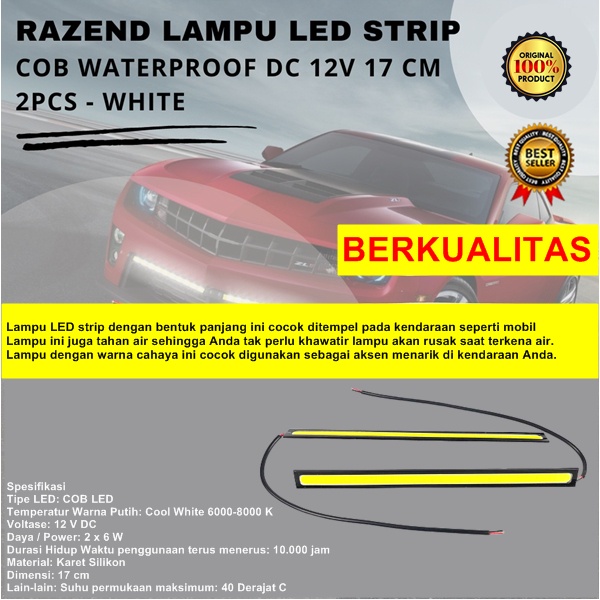 Lampu led strip mobil light waterproof lampu led drl cob strip 17 cm