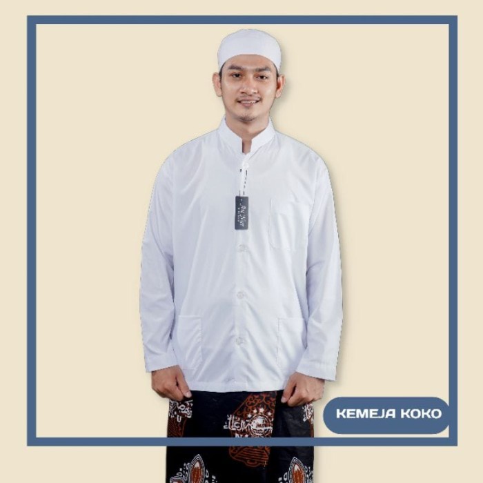 Baju Koko Muslim Haibah Ammu "Putih" Pria Dewasa Merk An-Nur  - Putih, S