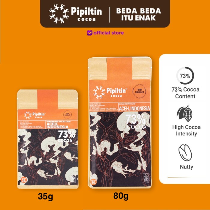 

[KUALITAS TERBAIK] Pipiltin Cocoa Dark Chocolate Chocolate Bar Aceh 73% 35gr