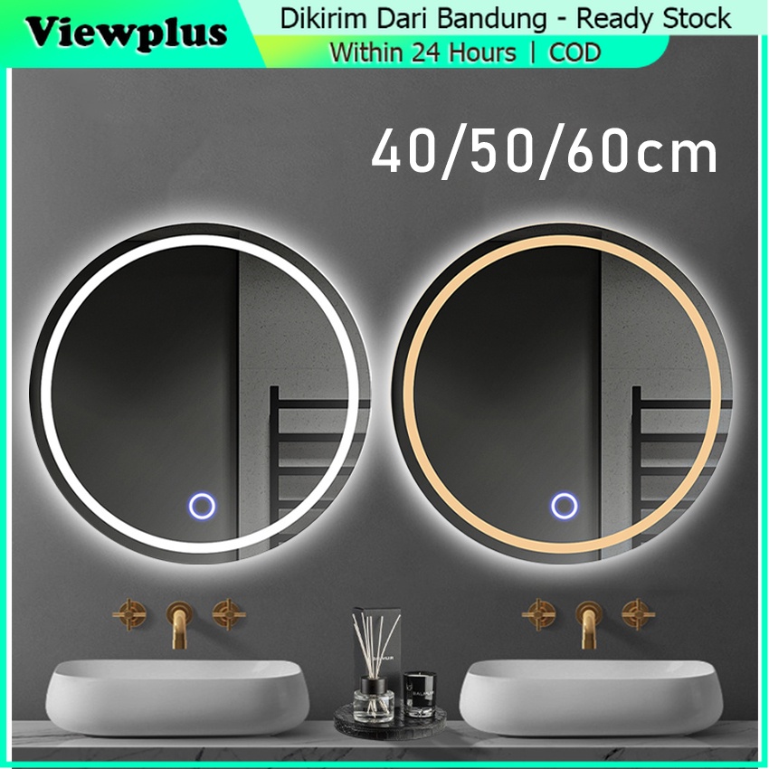 AMY12 Cermin Led Touch Screen Dinding Kama Mandi / Wastafel Aesthetic Cermin Bulat LED Touch Screen