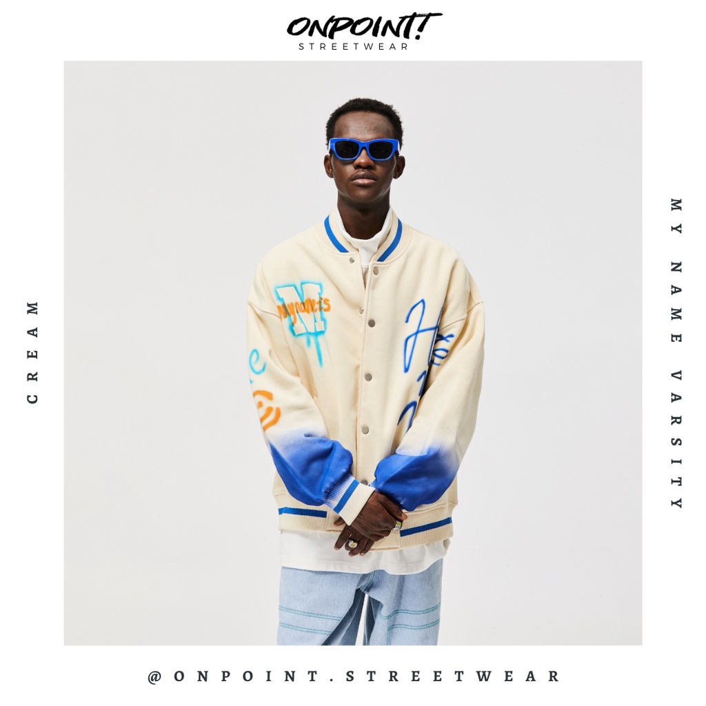 My Name varsity (cream) - jaket pria jaket varsity pria varsity jacket varisty baseball jaket varsit