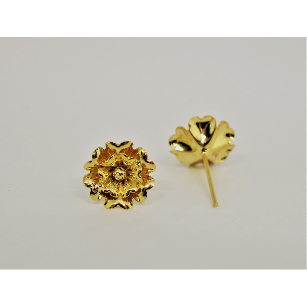 Anting duduk anak dan dewasa emas asli kadar 700 70% 22 16k bunga flower kembang giwang kerabu paku 