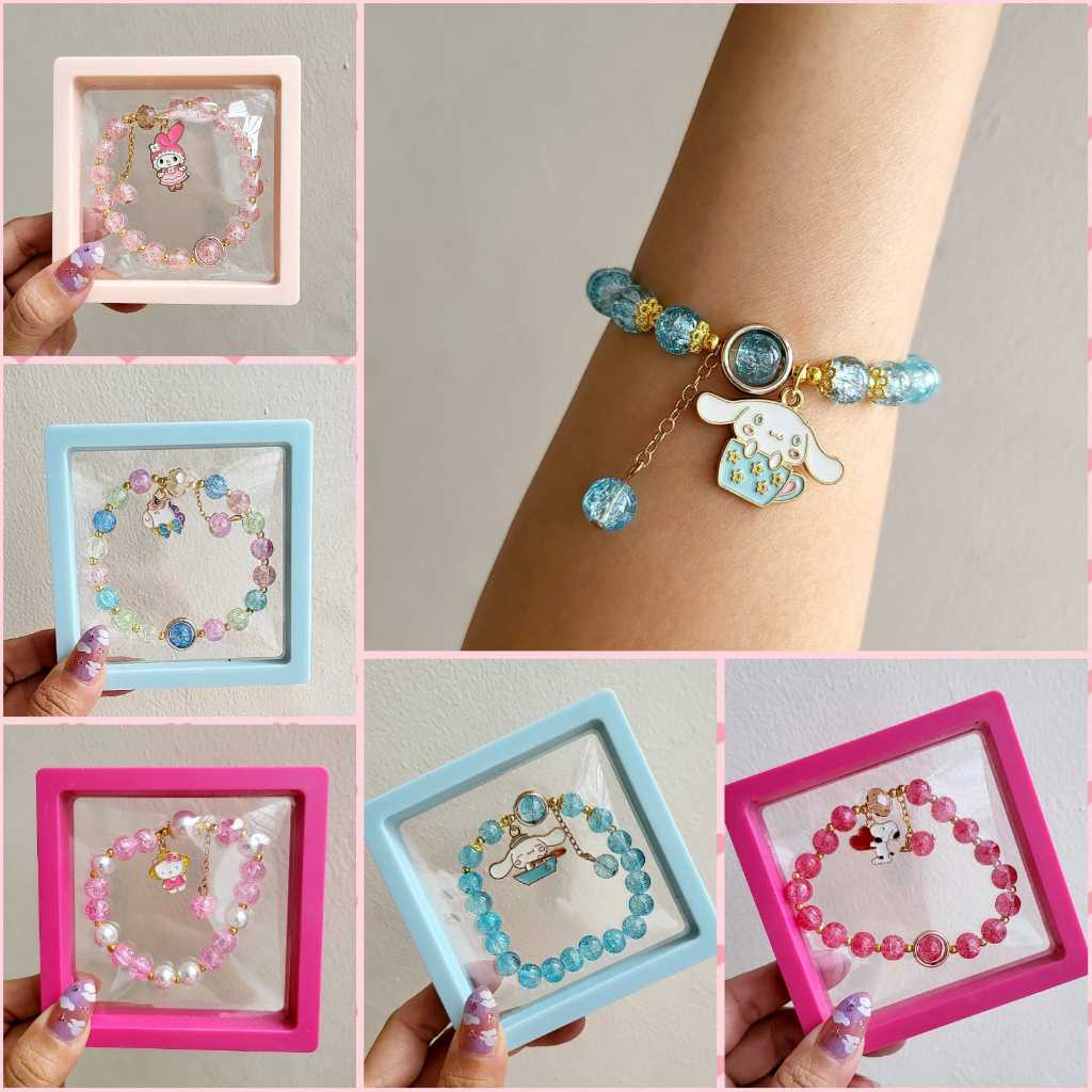 Gelang Karet Charm Cinnamoroll Snoopy Melody Pompompurin Unicorn Hello Kitty