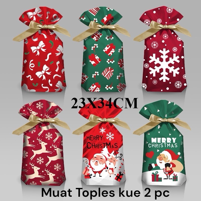 

(YUMI) 10PCS GOODIE BAG CRISHMAST UK BESAR 23X34CM GOODIEBAG BESAR NATAL KANTONG SNACK SERUT NATAL (YUMI)