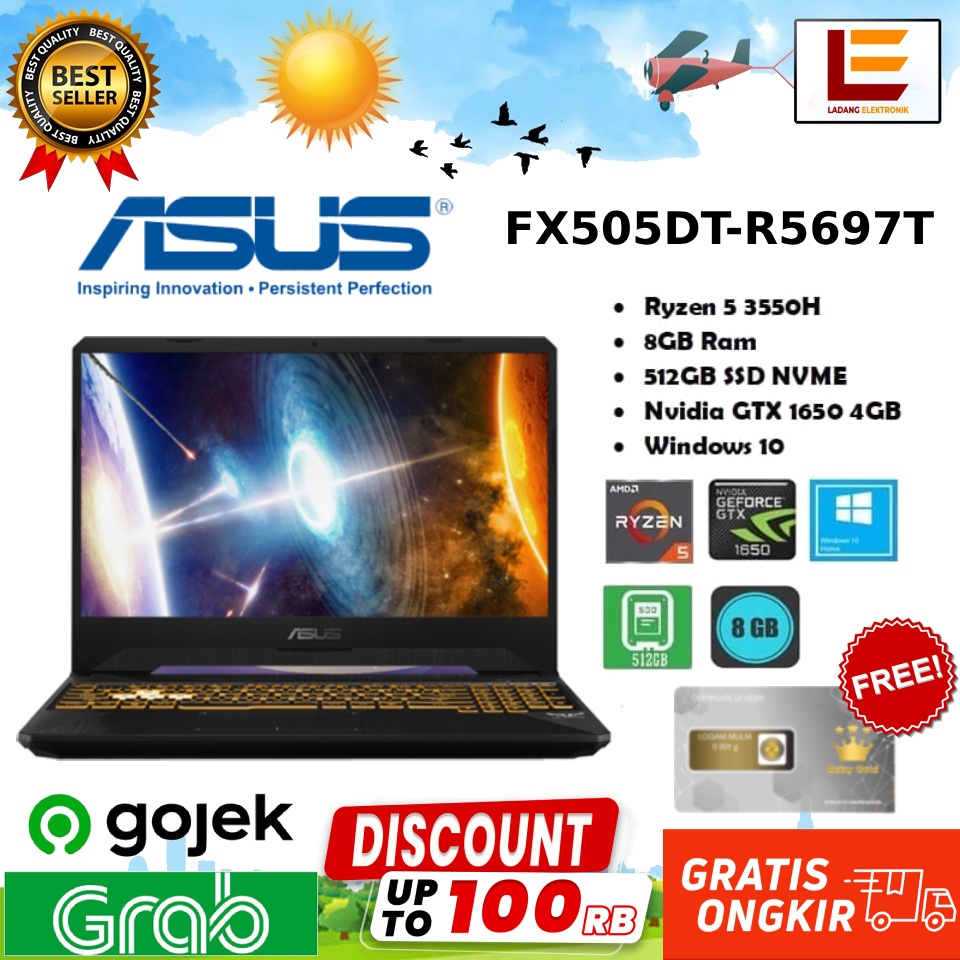 Laptop Asus TUF Gaming FX505DT-R5697T AMD Ryzen 5 8 GB DDR4 RAM