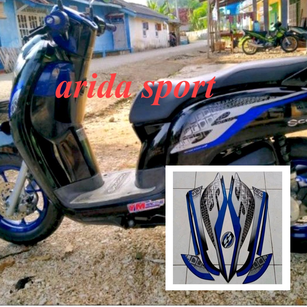 stiker scopy Stripinghonda scoopy 2019 sporty hitam biru list body scoopy motif striping original sc
