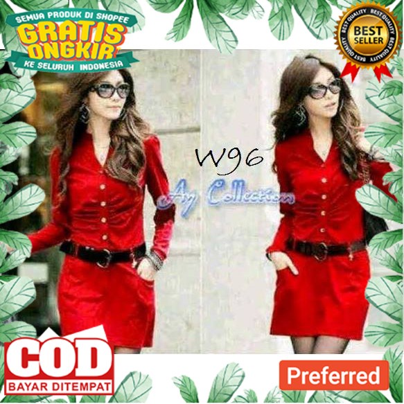 W96 Dress Merah Cantik Feminim SIZE LENGKAP//BAJU IMLEK / IMLEK NAGA / DRESS MERAH / BAJU WANITA DRE