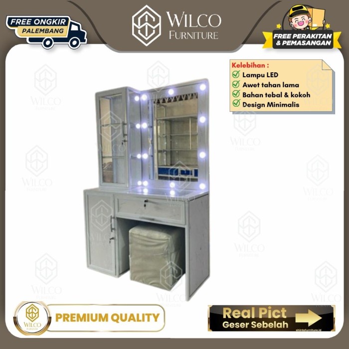Meja Rias Aluminium LED / Meja Make Up ACP White Aluminium Palembang