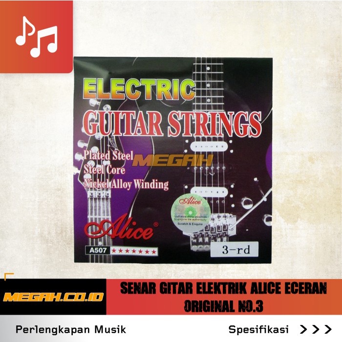 SENAR GITAR ELEKTRIK ALICE ECERAN ORIGINAL NO.3 SG102 / Senar Gitar Listrik Alice