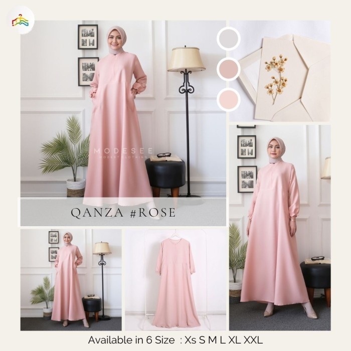 Gamis Polos QANZA IRIS DRESS Gamis Wanita Warna Pastel - Sky Blue, XS