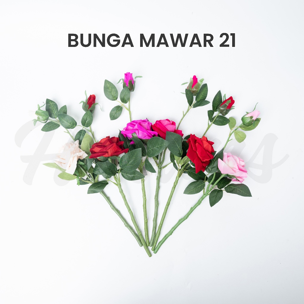 (HASANS FLORIST)Bunga Mawar Latex Premium / Bunga Mawar Artificial / Bunga Mawar Palsu Plastik / Bun