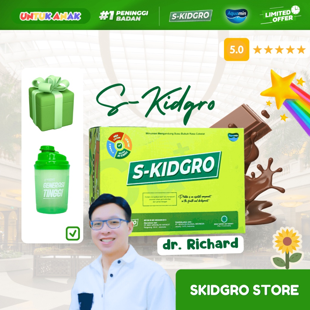 

S-KIDGRO PENINGGI BADAN ANAK SUSU SKIDGROW FULL KALSIUM PROTEIN & DHA ( REKOMENDASI DR RICHARD LEE ) FREE TUMBLER! BISA COD! SGL