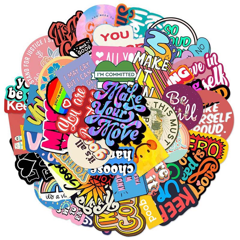 

(kokoagus) 50 Lembar Inspirational Text Positive Lucu Buku Stickers For Phone Casing DIY Fridge Luggage TUMBLER HP | STIKER LAPTOP Skateboard Dekorasi Setiker Pack