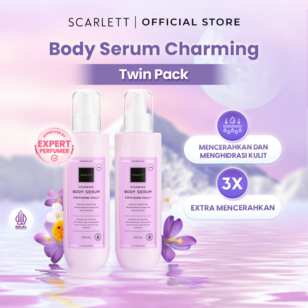 Scarlett 2Pcs Duabotol Bodylotion Whitening Body Serum Charming Twin Pack Melembabkan dan Mencerahka