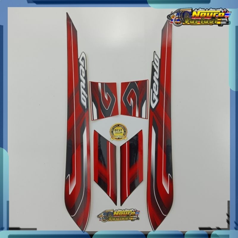 Stiker striping honda genio 2022 stiker  hitam merah motor standar bagus