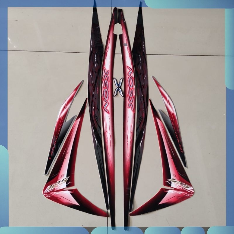 Stiker striping yamaha xeon 2010 hitam merah stiker  standar bagus