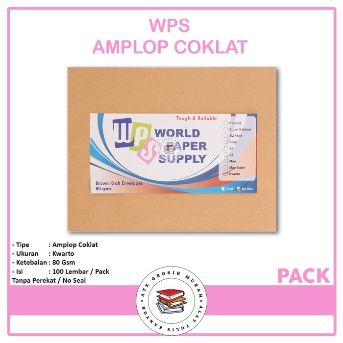 

Amplop Coklat Ukuran Kwarto WPS ( 21 x 27 cm )