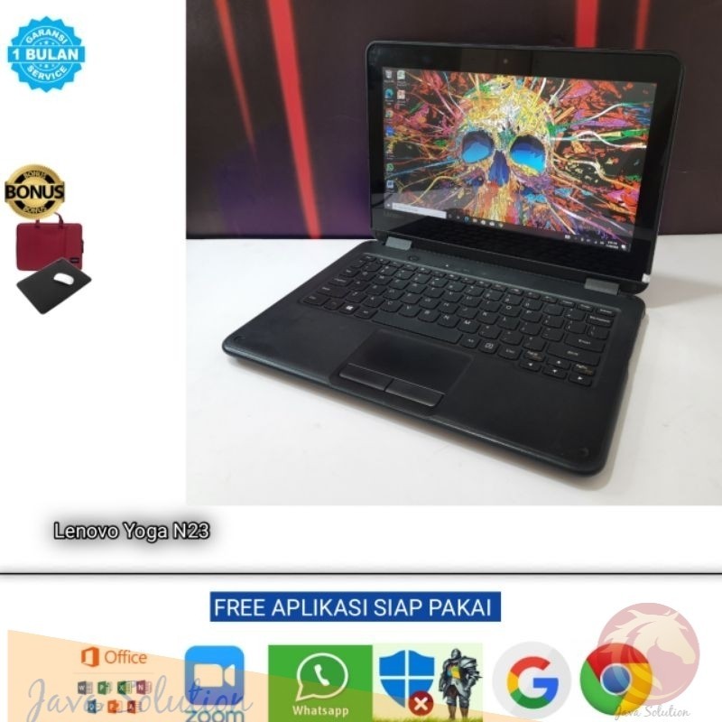 Laptop Lenovo Yoga N23 Touchscreen Flip Intel N3060 Ram 4 GB SSD 128GB Windows 10 Pro Murah dan bagu