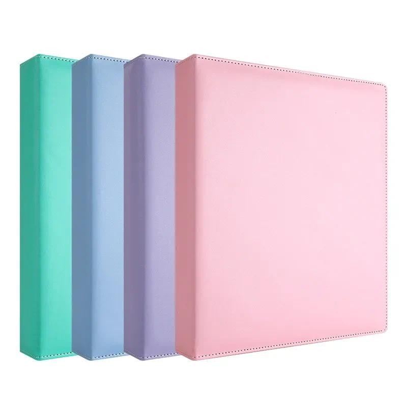 

Macaron Binder A4 Kpop Photocard Holder D Ring Large 8/9/10 Grid Photo Card Album PU Leather Korean Idol Postcard Collect Book