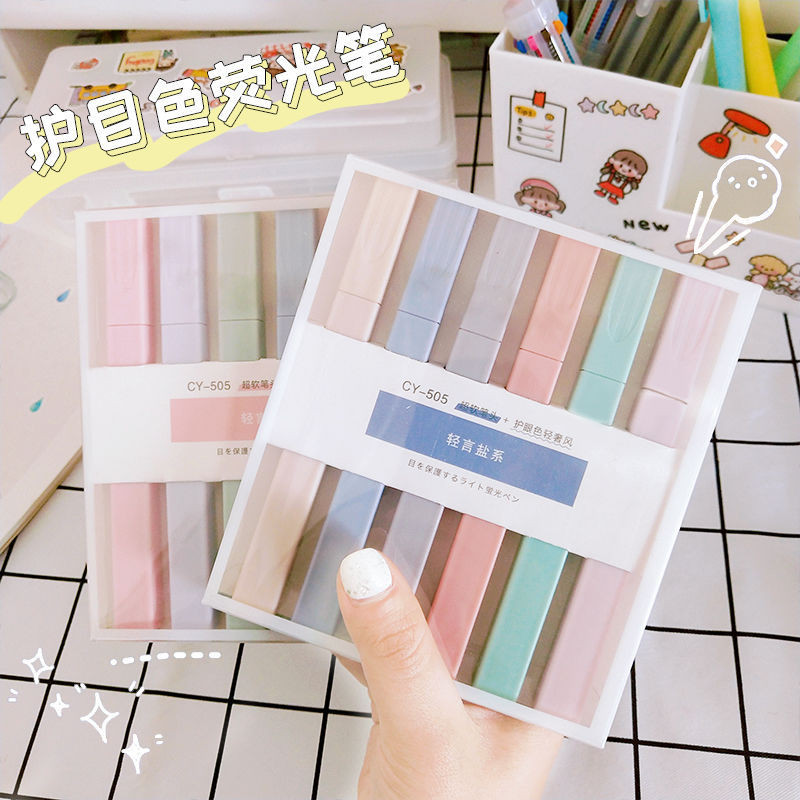 

6 pcs/set Brief Style Pale Color Highlighter Fluorescent Pen Art Markers Gift Stationery Highlighter Set Pastel Highlighters