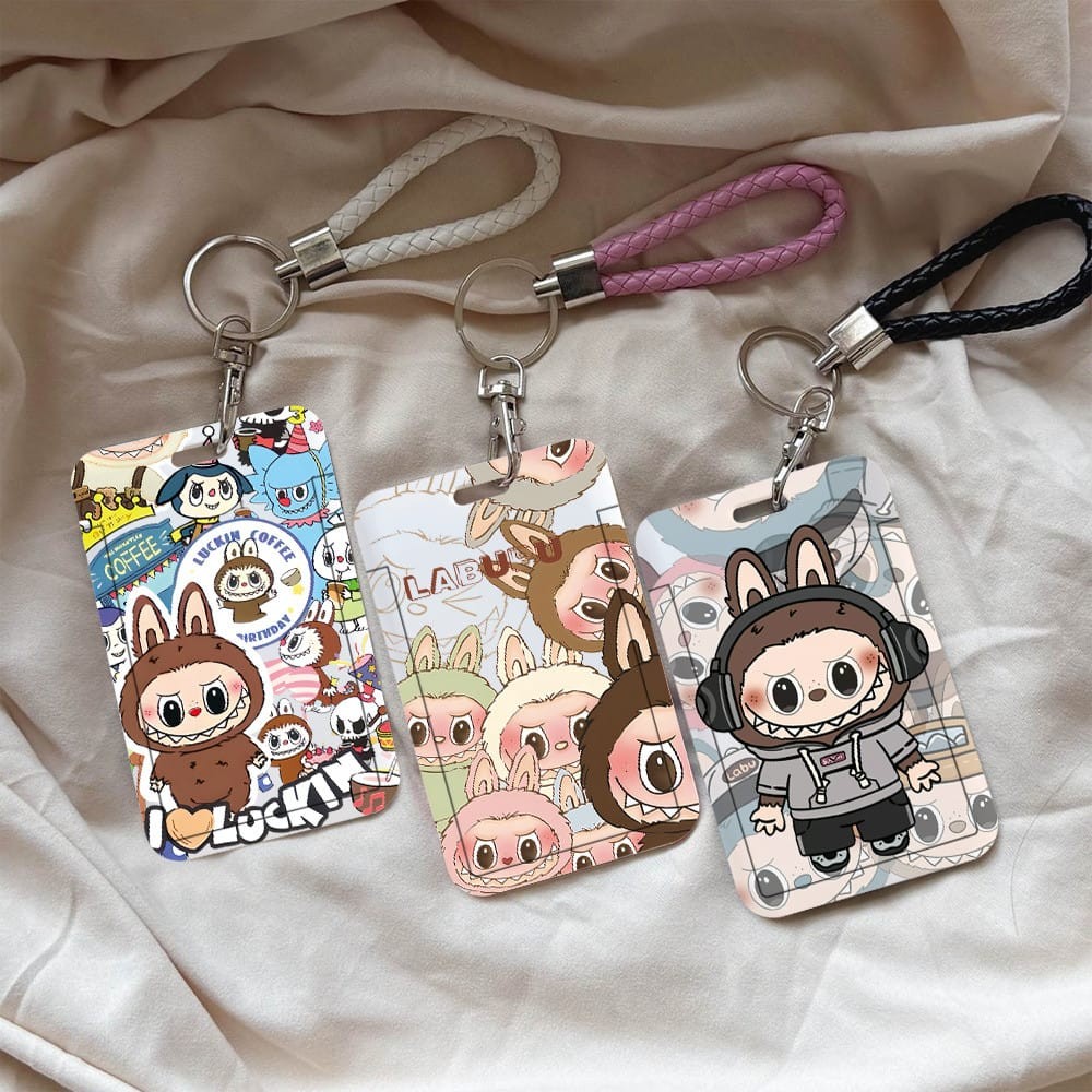 

gantungan Name Tag ID Card Layard Holder Motif Labubu Kawaii untuk Kartu dan Photocard Cute ATS