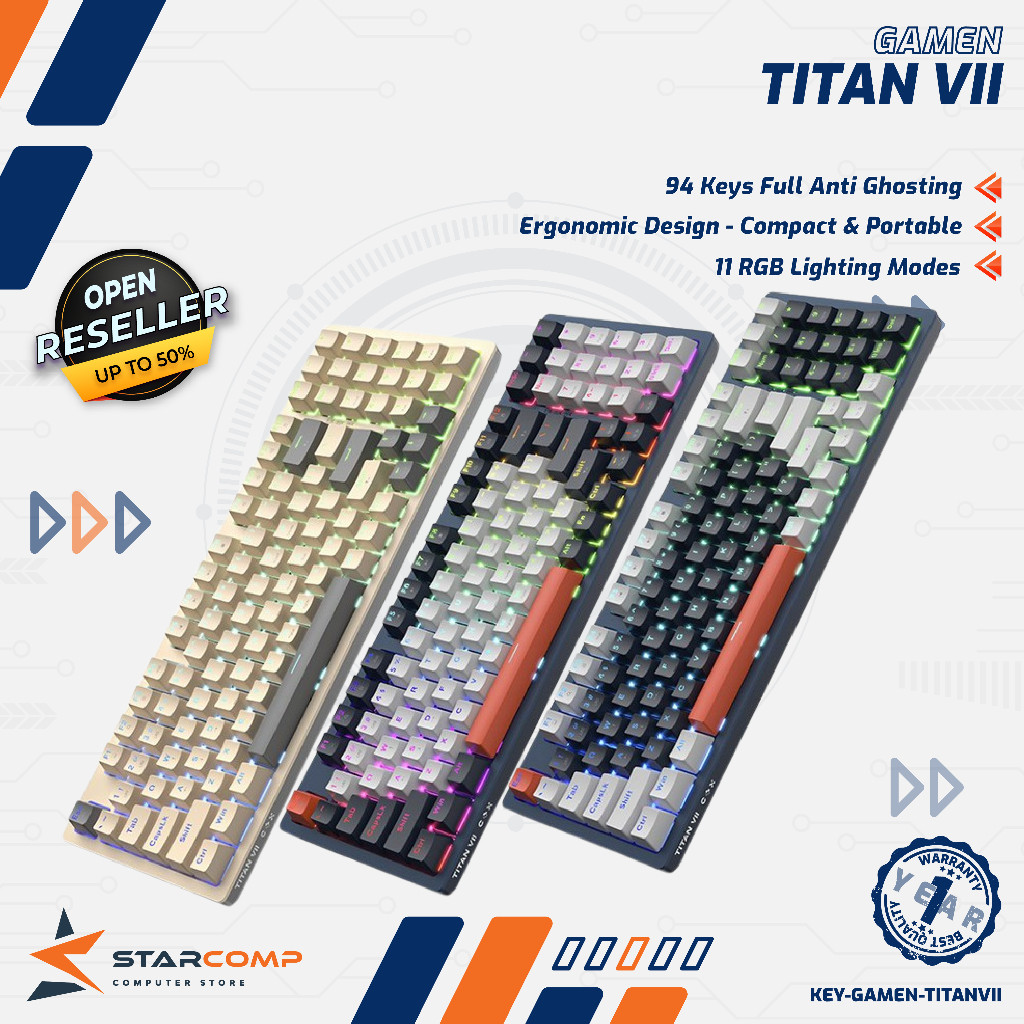 GAMEN TITAN VII Keyboard Mechanical Gamen Titan 7 94 Keys Anti Ghosting 11 RGB