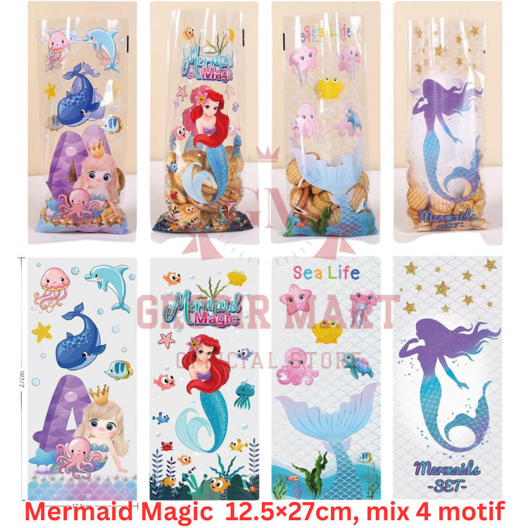 

Isi 50 lembar Plastik Motif Mermaid Putri Duyung Kado Hadiah Bingkisan Snack Ulang Tahun Karakter Lucu Plastik Snack Ultah Anak Cowok Cewek Ulang Tahun Plastik Biskuit Permen