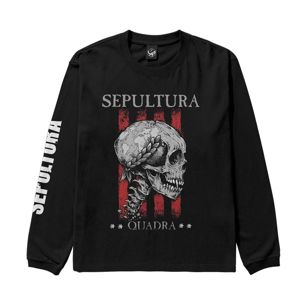 TSHIRT LONGSLEEVE BAND SEPULTURA  | KAOS BAND TANGAN PANJANG SEPULTURA HITAM Baju Combed Printing Ka