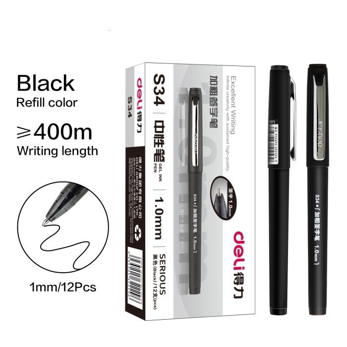 

PULPEN GEL 1.0 MM DELI S34 TANDA TANGAN SIGN PEN BALLPOINT GEL MURAH