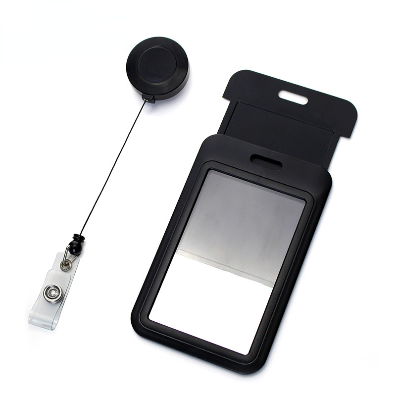 

1pc Retractable Plastic Badge Holder Reel Nurse Exhibition Bus Pass Card Cover ID Name Tag Badge Protector Case Sleeve