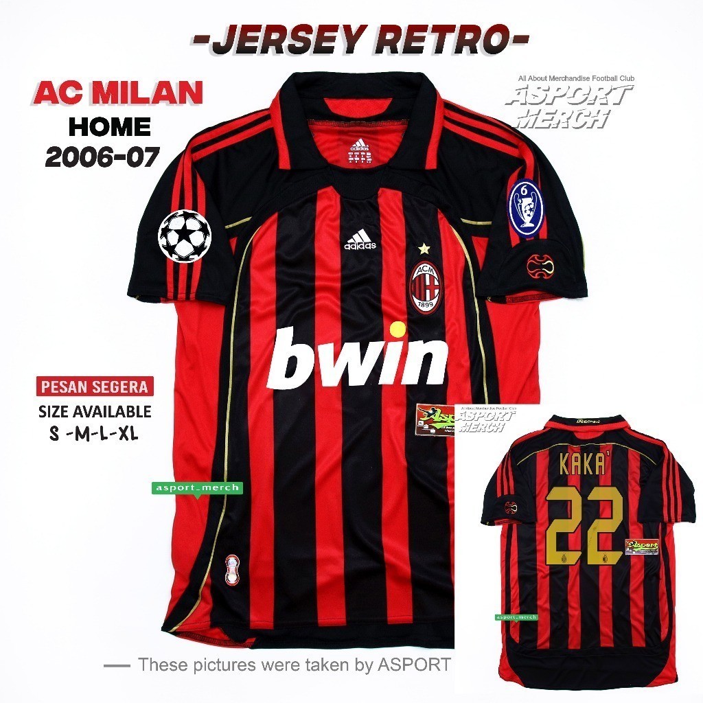 JERSEY BOLA AC MILAN RETRO HOME 2006 2007 JERSEY RETRO MILAN 06 07