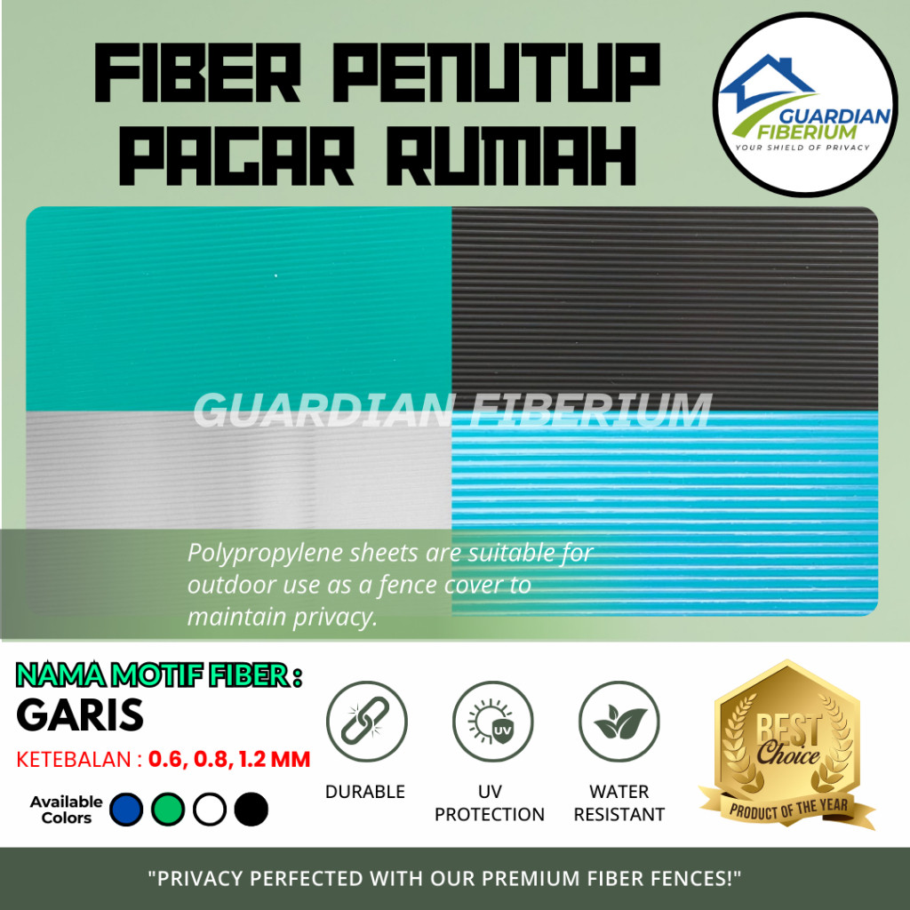 (Harga Per 1/2meter) Fiber Plastik Penutup Pagar Rumah GARIS