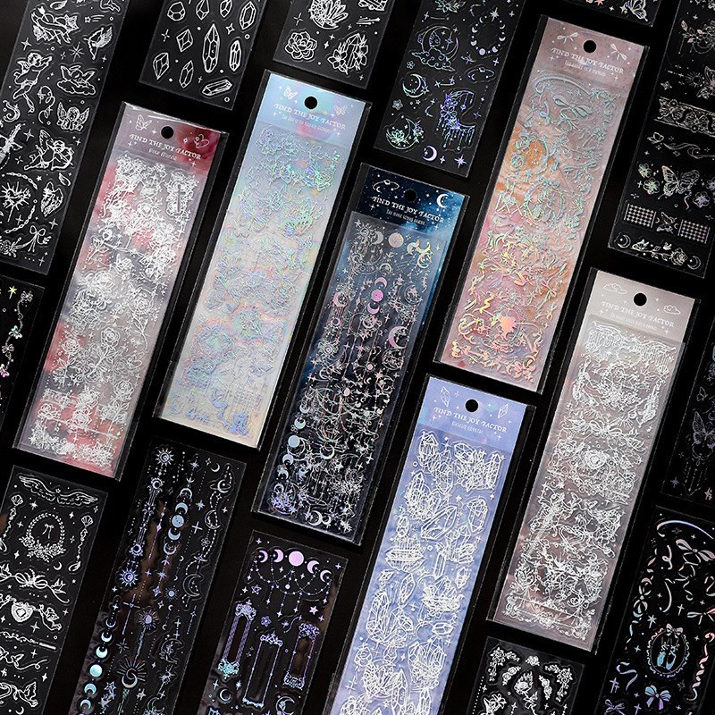 

3 Sheets butterfly moon star Stickers PET Transparent Decorative Stickers For Craft Album Journal Scrapbooking
