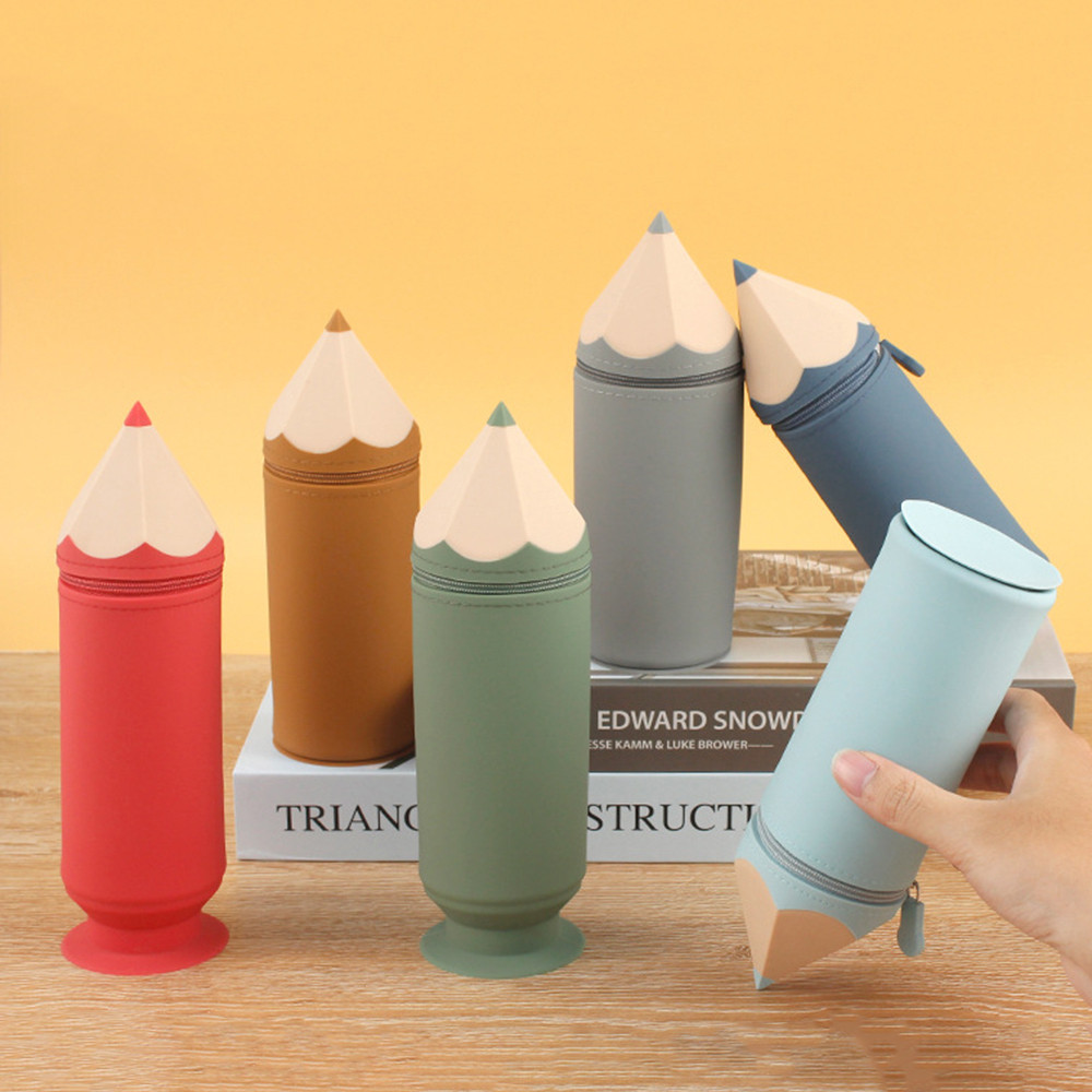

1 Pcs Lytwtw's New Cute Cartoon Kawaii High Capacity Silicon Pen Pencil Bag Makeup Cosmetic Pocket School Stationary Case