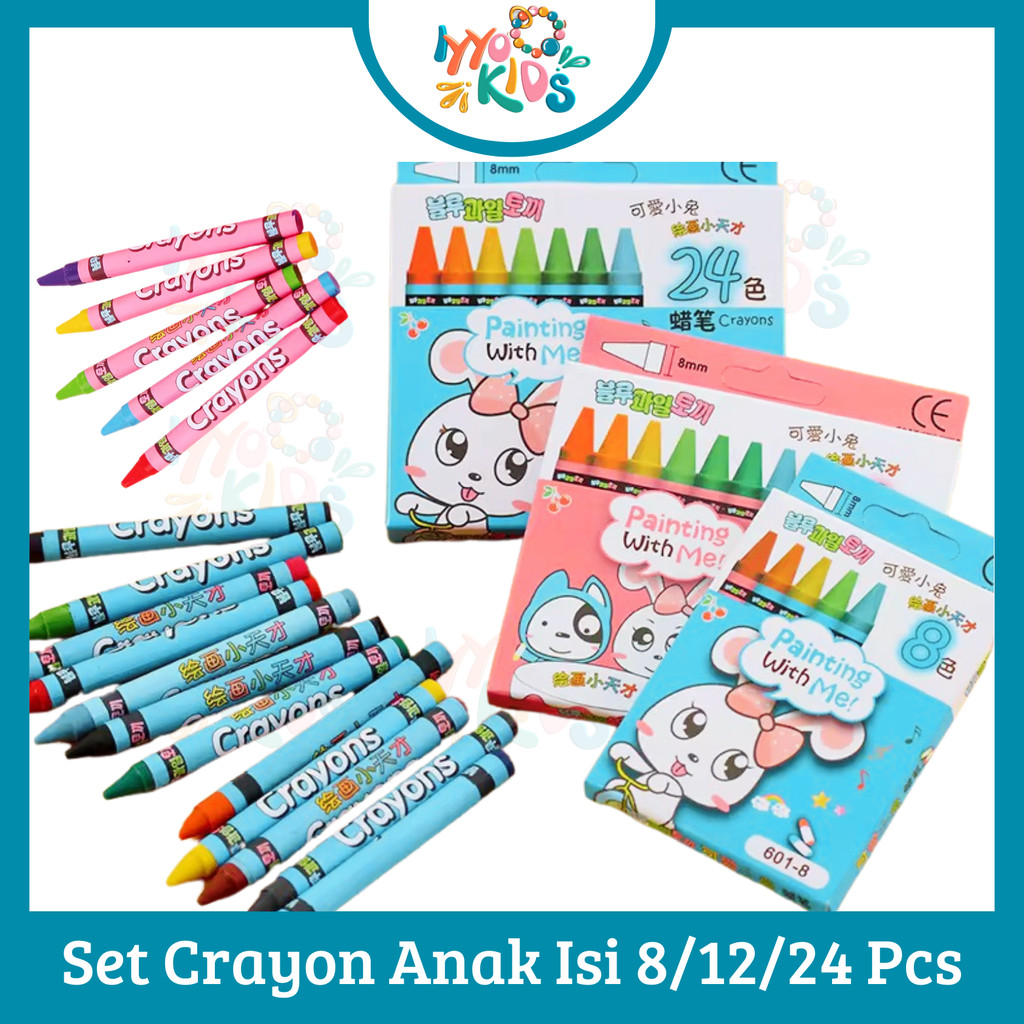

IYYO KIDS | AT30 Set Krayon Sekolah Anak 8 Warna / Krayon 12 warna / Krayon 24 Warna Tiga Crayon Grafiti Mewarnai Anak-Anak Lucu Murah Hemat / Pensil Warna Anak Sekolah