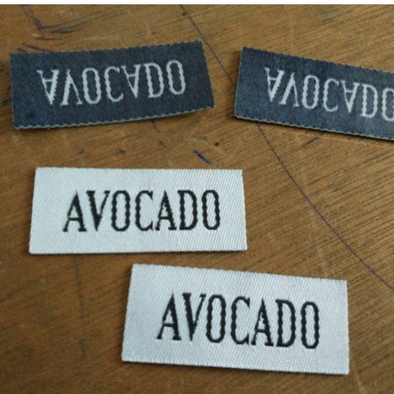

500pcs Custom Iron on white cloth label 1.5 * 3.5 cm Straight cut tags hot melt glue heating press Woven Labels