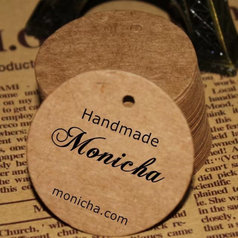 

500pcs Custom black logo Retro kraft paper tags 4 cm diameter round swing hang tag for clothing