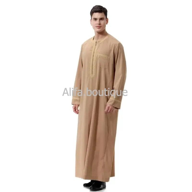 Saudi Muslim Islamic Mens Jubba Thobe Abaya Dress Long Robe Musulman Kaftan Caftan Eid Dubai Arabic 