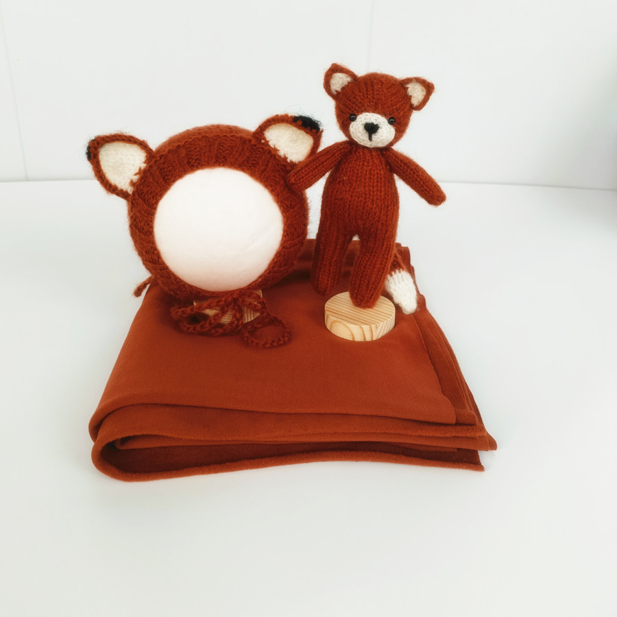 Newborn Stretch Wrap Set Newborn Baby Knitted Hat Doll Set Newborn Photography Props Newborn Cute Fo