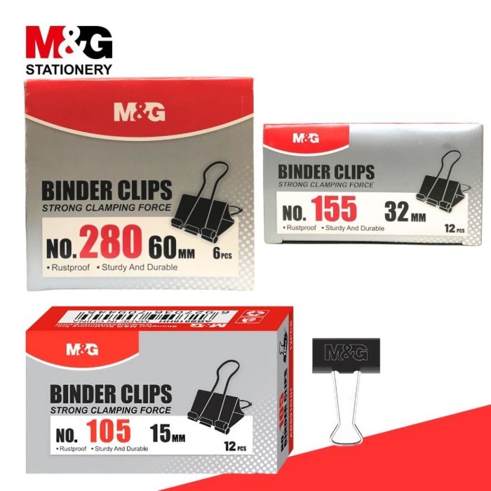 

Binder Clips M&G Penjepit Kertas Berbagai Ukuran Binder Klip Penjepit File Dokumen Kantor - M&G NO 105 15MM