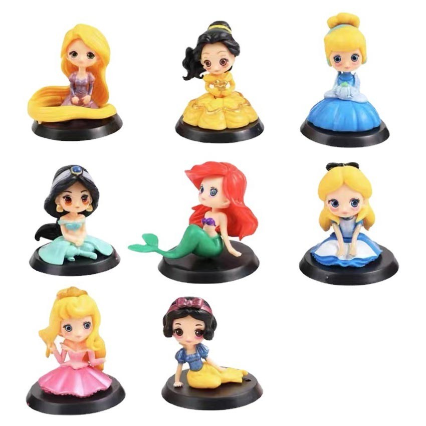 8Pcs Princess Figure Disney Princess Figure / Cinderella Rapunzel Belle Snow White Aurora / Mainan