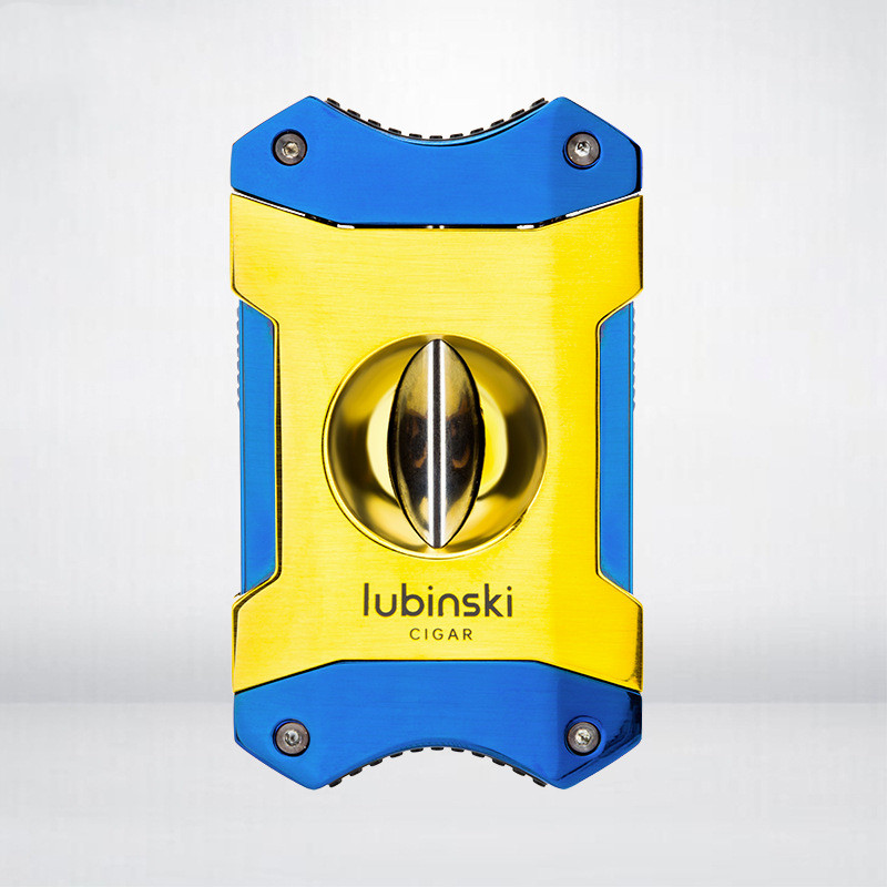 

LUBINSKI-V-Shaped Stainless Steel Cigar Cutter, Portable Holder Guillotine, Alloy, Travel, New Color, CT-059, 2022