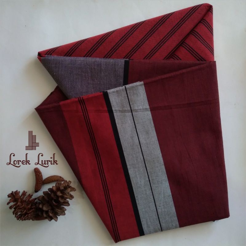 LURIK Kain Lurik Gradasi Merah Maroon / Kain Tenun Lurik Merah Maroon Motif Kombinasi