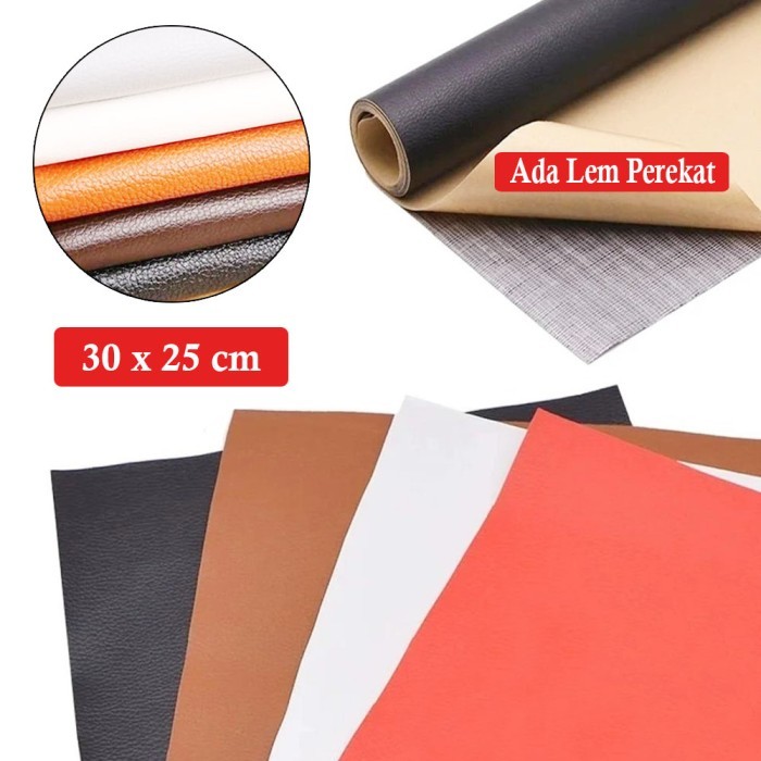 Stiker Kulit PU Leather Cover Perbaikan Sofa Jok Motor Robek Ada Lem Langsung Tempel Size 30x25cm