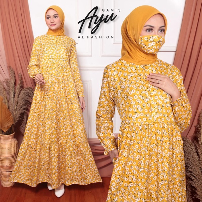 NEW -Gamis Homedress Baju Muslim Wanita Gamis Harian Santai - 8 KUNING
