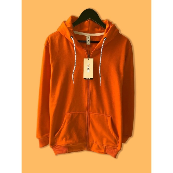 Jaket Hoodie Zipper Polos Jaket CAMOE ORIGINAL Orange - Jacket Oren - M